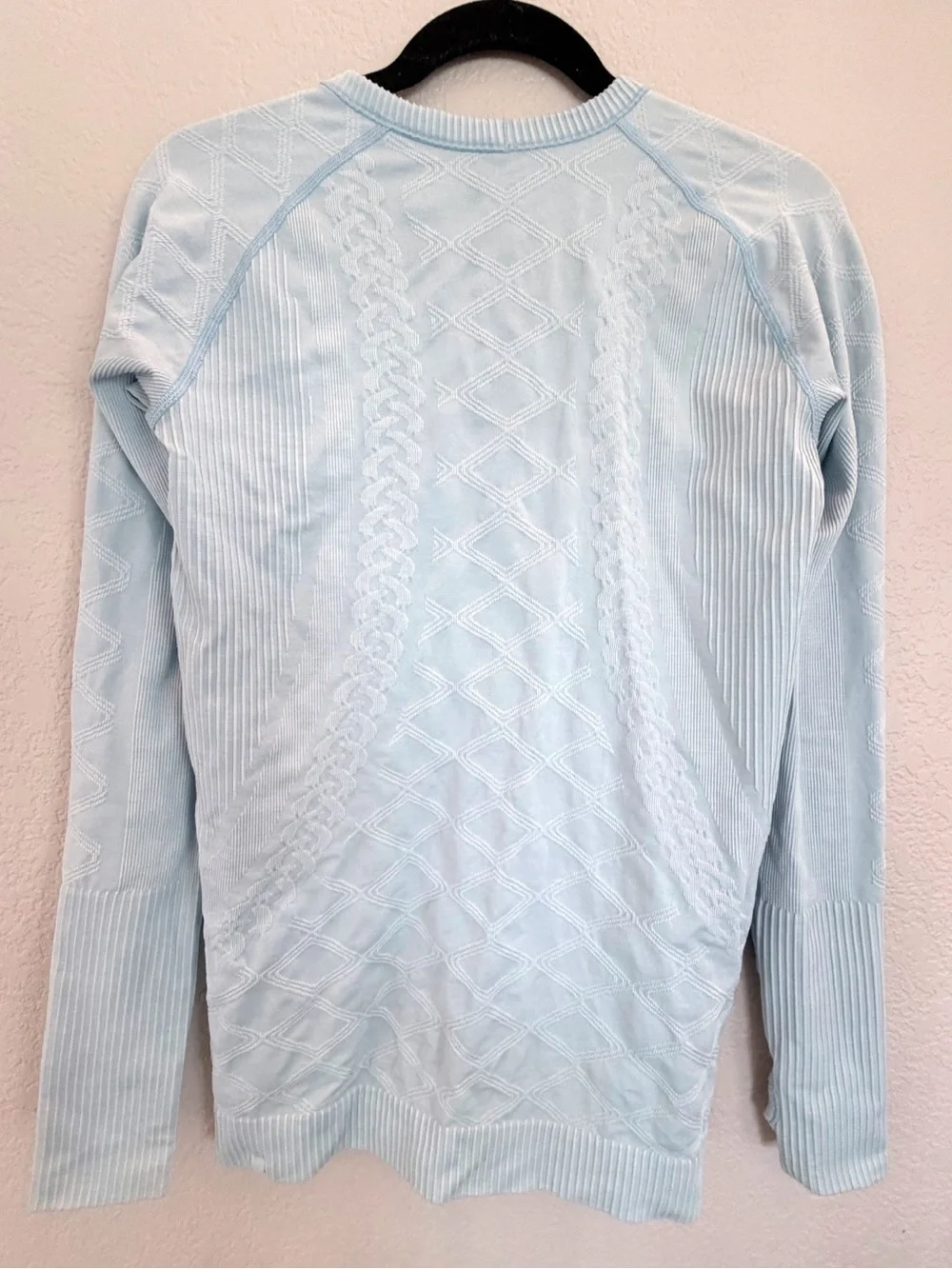 Lululemon Ebb to Street Long Sleeve Top Baby Blue Thumb Holes Seamless